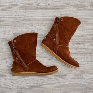 RJ’s Fuzzies Trixie Genuine Sheepskin Suede Convertible Ankle Boots Womens 7